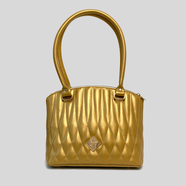 Gold Quilted WW Domed Handbag