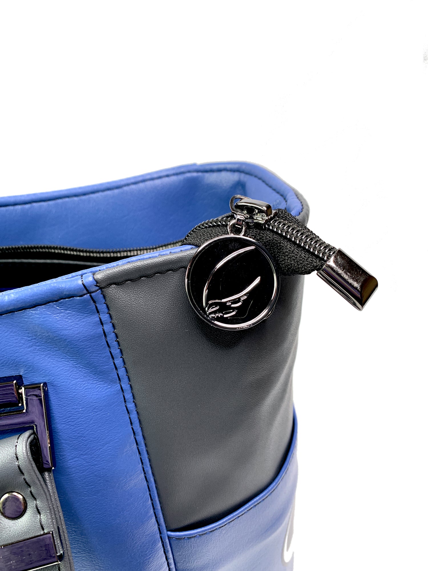 Gray and Blue Bo Helmet Design Handbag