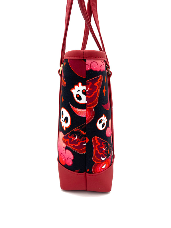 Red and Black Death Moth Tote Bag