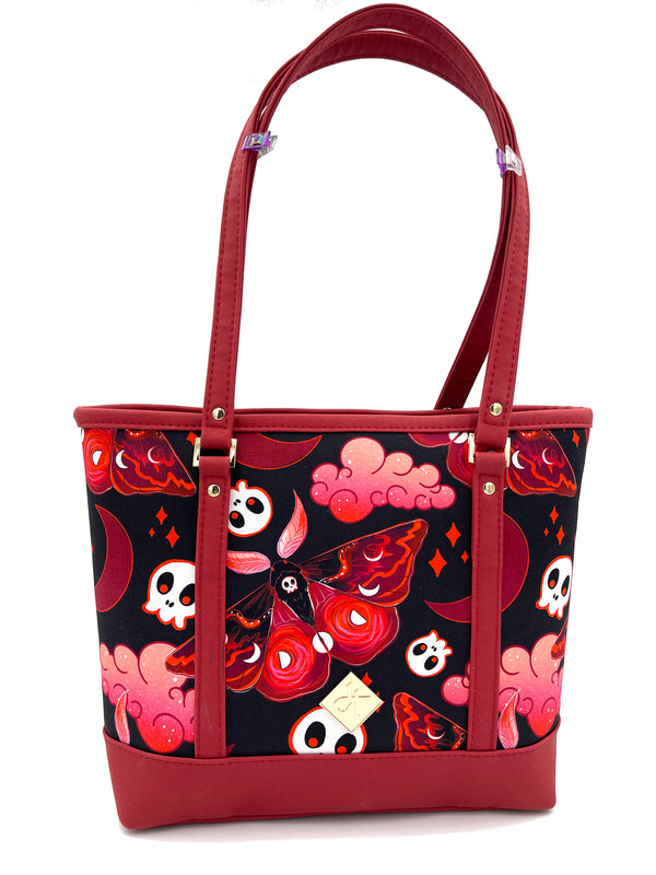 Red and Black Death Moth Tote Bag