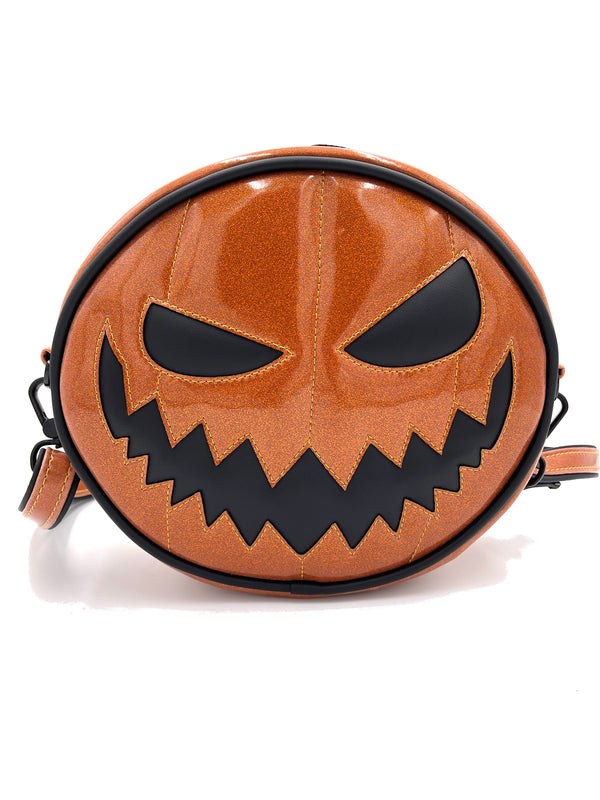 Dark Orange Glitter Pumpkin Bag